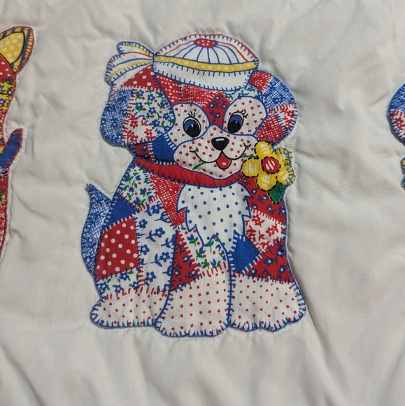 Vintage Patchwork Kitty Duck Animal Crib Blanket Cottagecore Baby Unisex - Picture 5 of 8